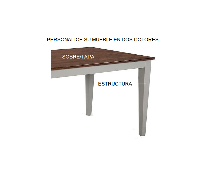 Mesa de comedor AIRUT de madera de pino con palillería fija o extensible