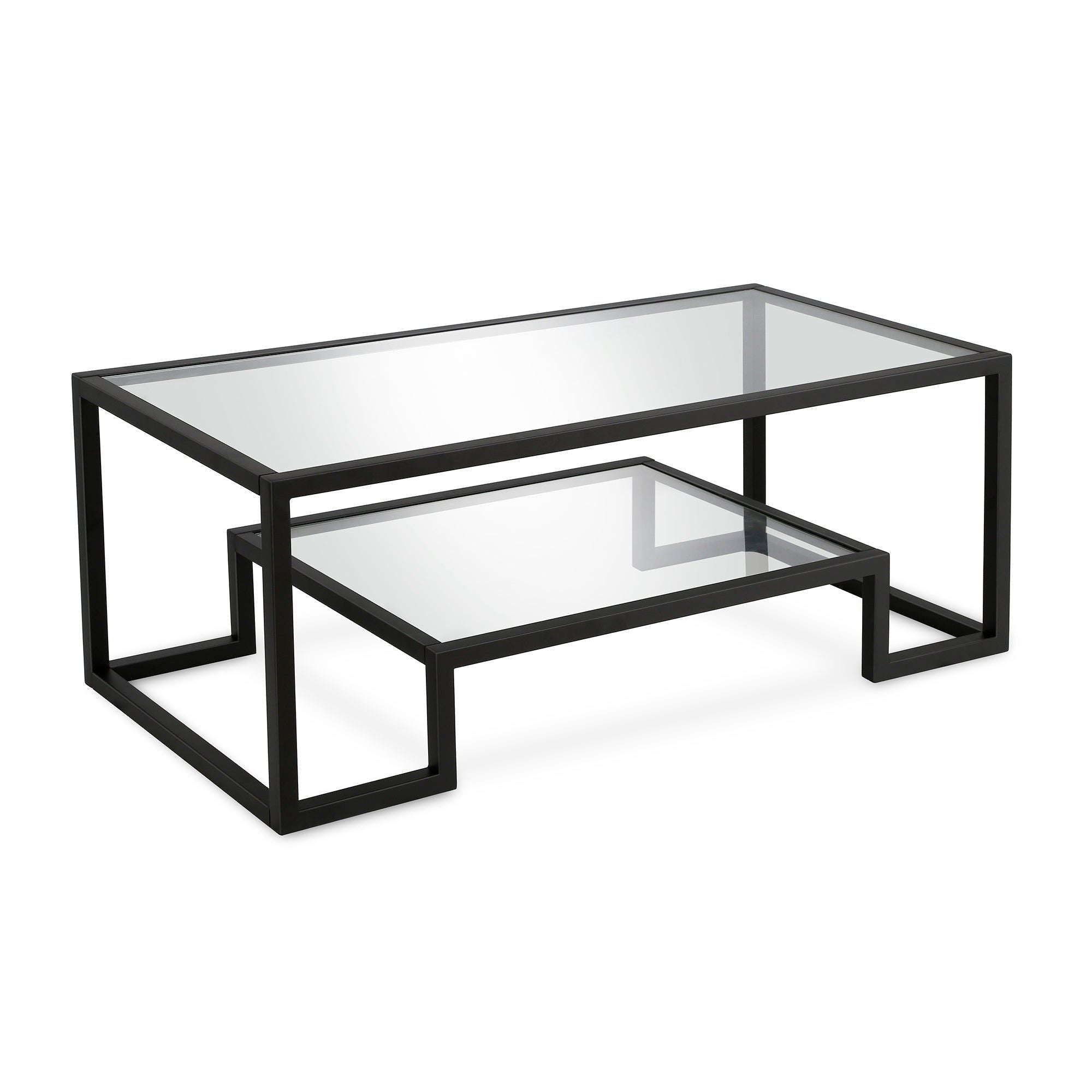 Mesa Centro ELIANA doble nivel de cristal y hierro - Manuel Interiorismo