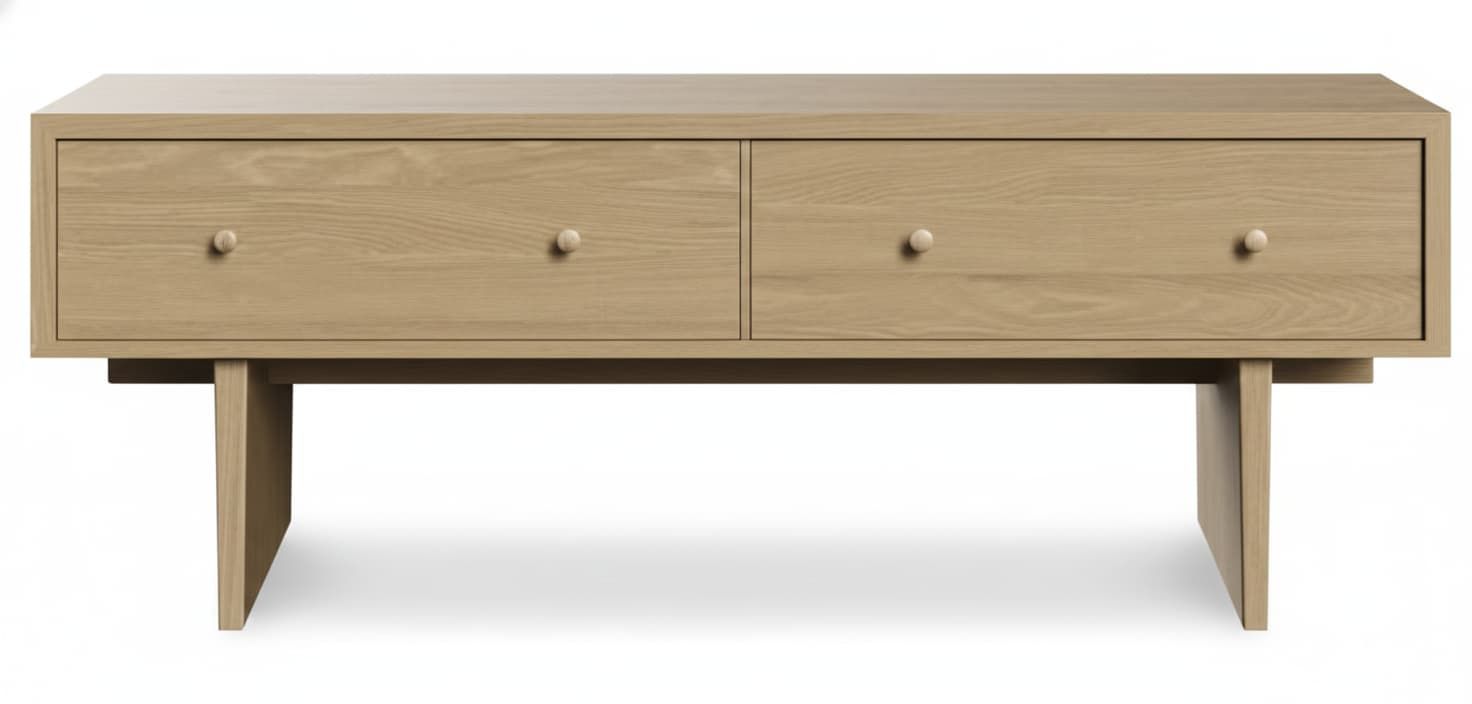 Mueble TV BONIT en chapa roble a medida con cajones - Manuel Interiorismo