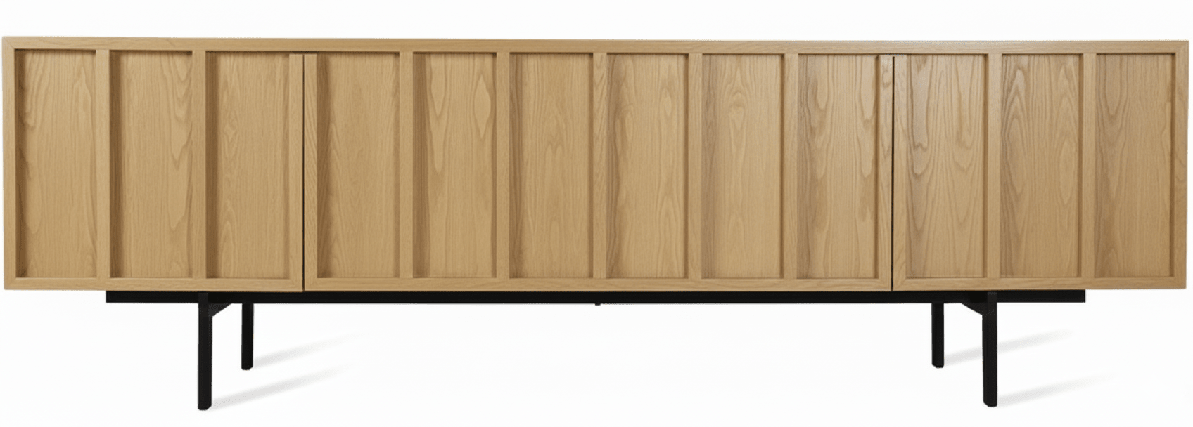 Mueble TV PALI 4 puertas con bancada de hierro en chapa roble - Manuel Interiorismo