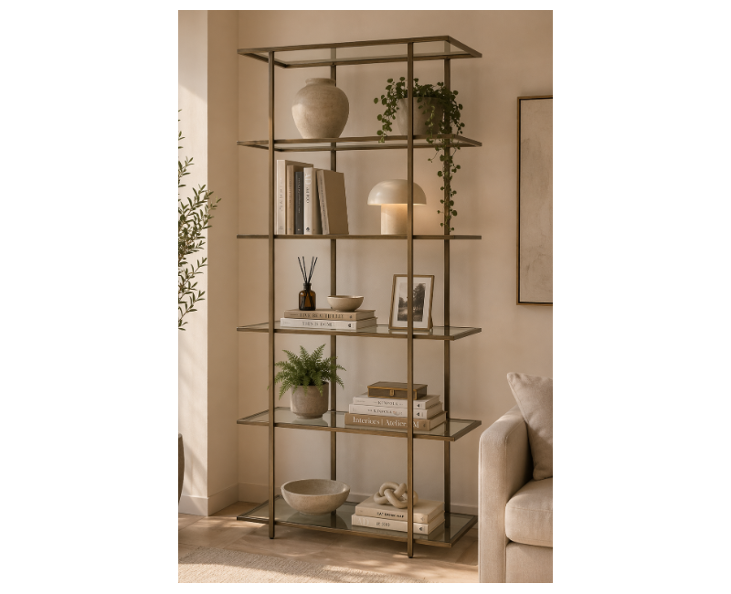 Librería AUREX 200 de hierro y cristal a medida