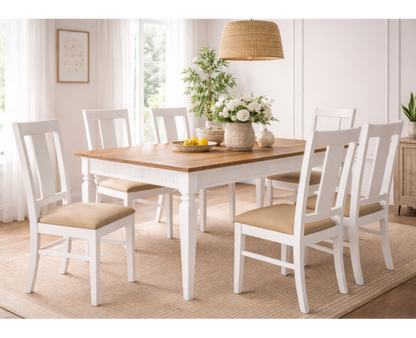 Mesa de comedor AIRUT de madera de pino con palillería fija o extensible