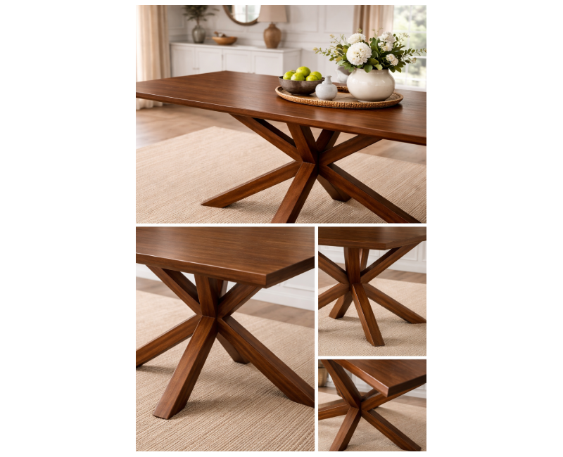 Mesa de comedor AGORA de madera de pino con tapa de 40 mm a medida