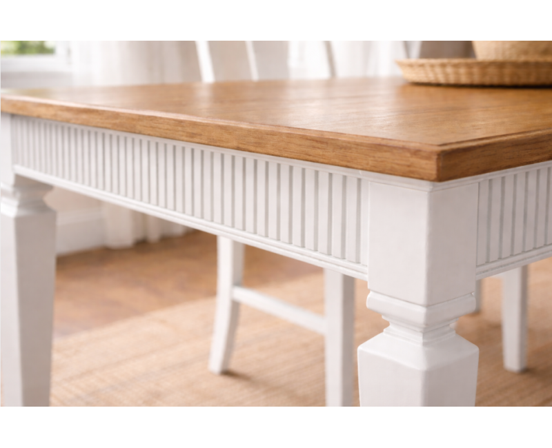 Mesa de comedor AIRUT de madera de pino con palillería fija o extensible