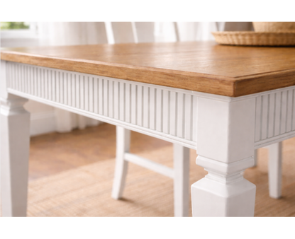 Mesa de comedor AIRUT de madera de pino con palillería fija o extensible