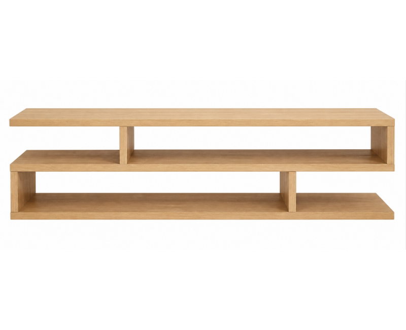Mueble TV ASTRA de madera de roble a medida con diseño abierto