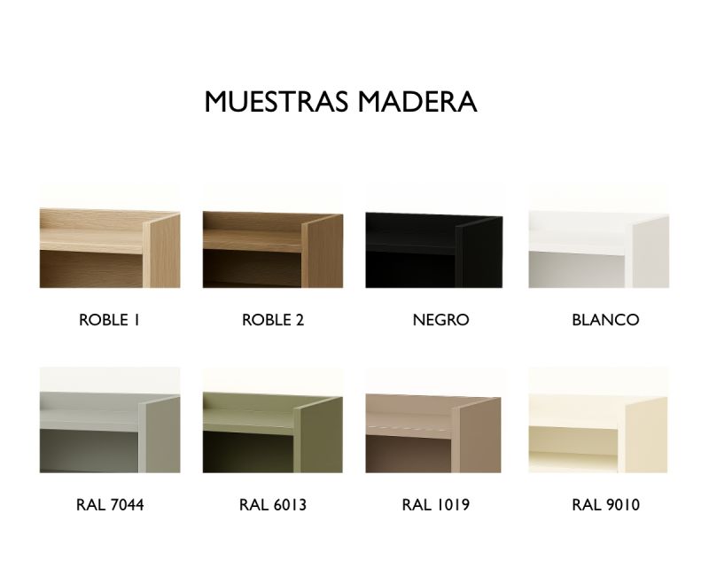 Aparador MONU de 3 puertas en madera de roble con estructura de hierro