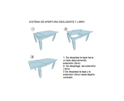 Mesa de comedor AIRUT de madera de pino con palillería fija o extensible
