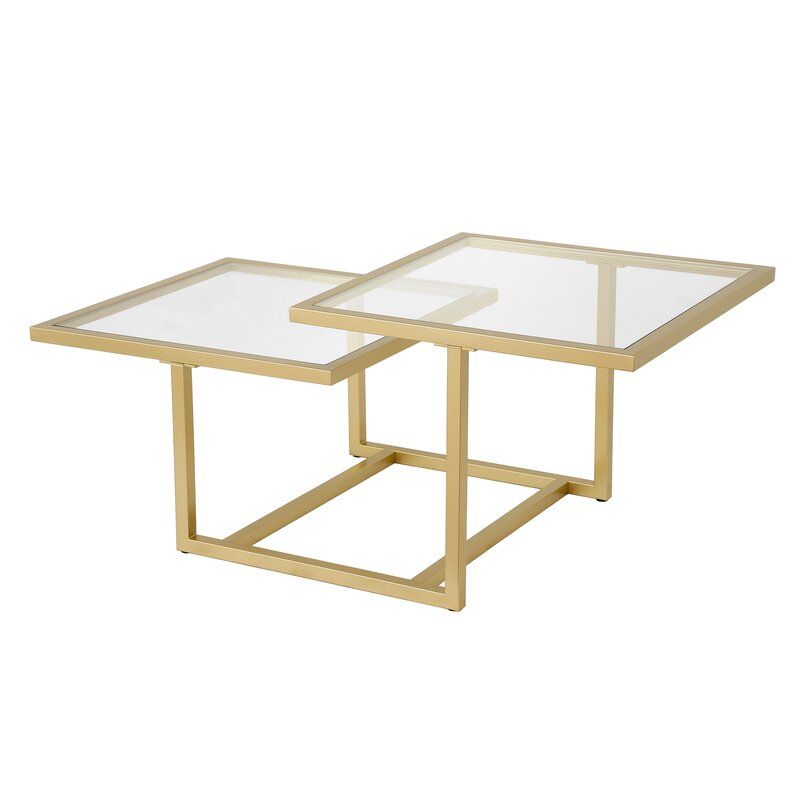Mesa centro ALLEGRA doble altura de cristal y hierro - Manuel Interiorismo