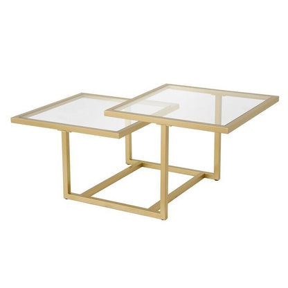 Mesa centro ALLEGRA doble altura de cristal y hierro - Manuel Interiorismo