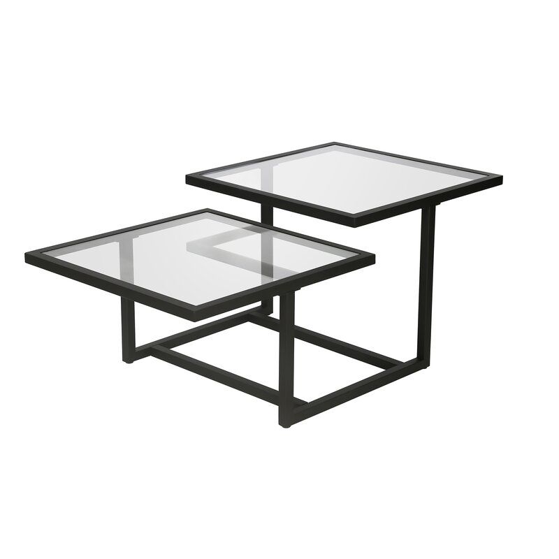 Mesa centro ALLEGRA doble altura de cristal y hierro - Manuel Interiorismo