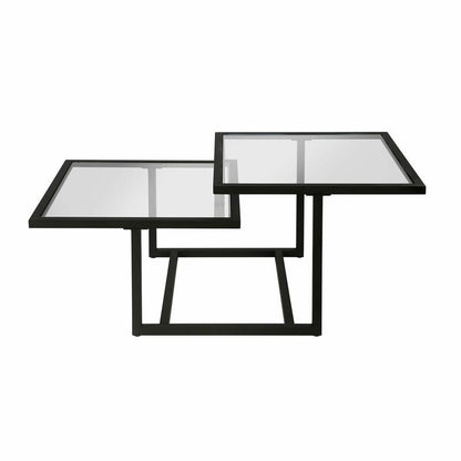 Mesa centro ALLEGRA doble altura de cristal y hierro vista 5 – mesa de centro a medida madera | Look Vintage