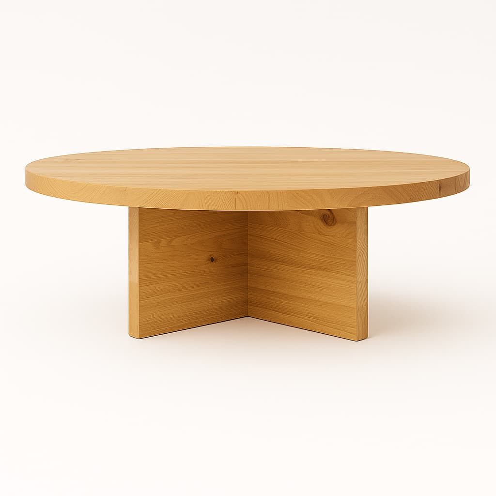 Mesa centro AROMA redonda de chapa roble a medida – mesa de centro a medida madera | Look Vintage