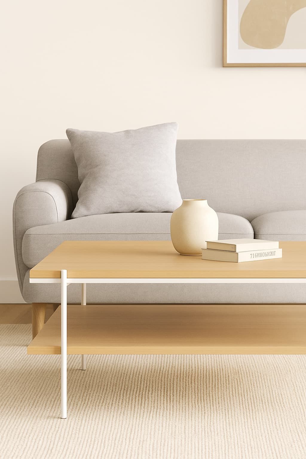 MESA CENTRO DEMA – Tapa roble natural + estructura hierro - Manuel Interiorismo