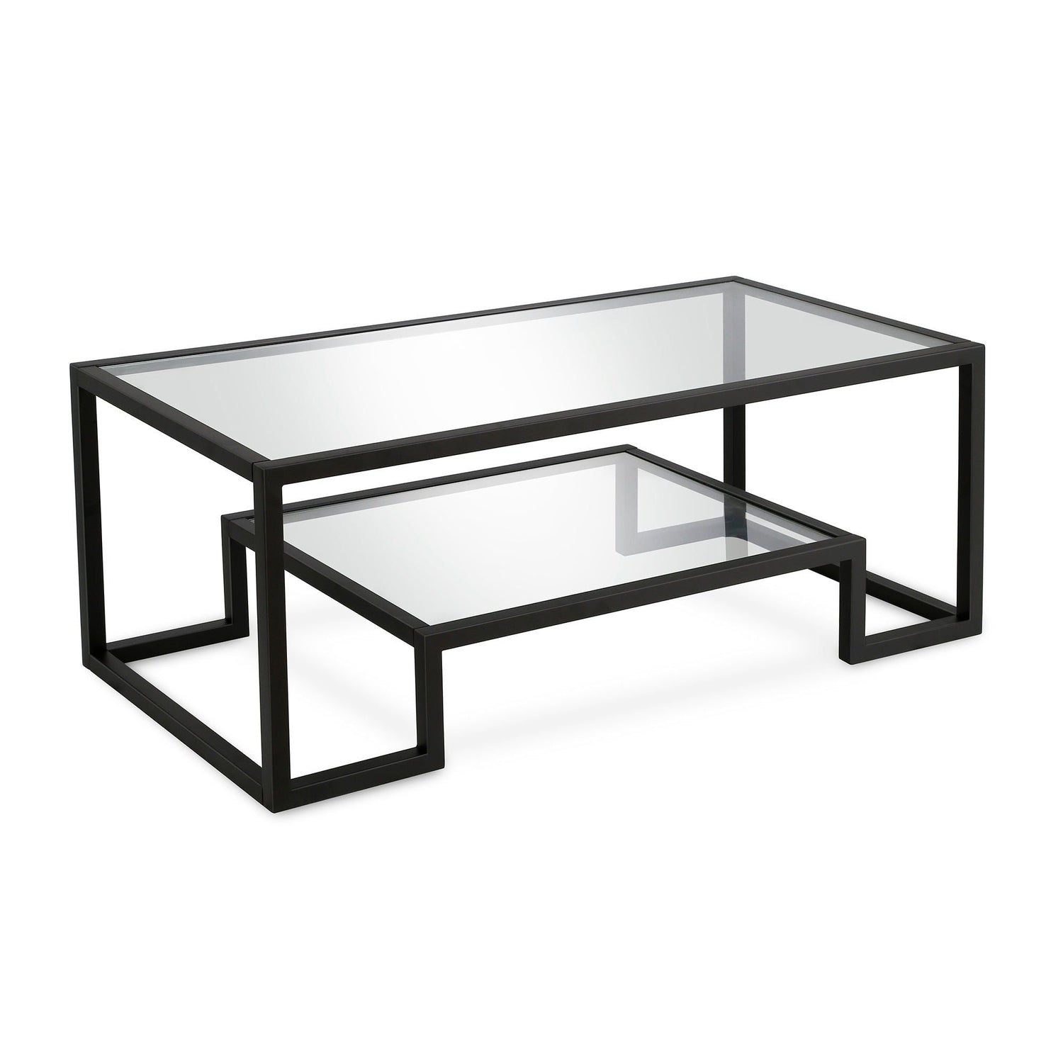 Mesa Centro ELIANA doble nivel de cristal y hierro - Manuel Interiorismo