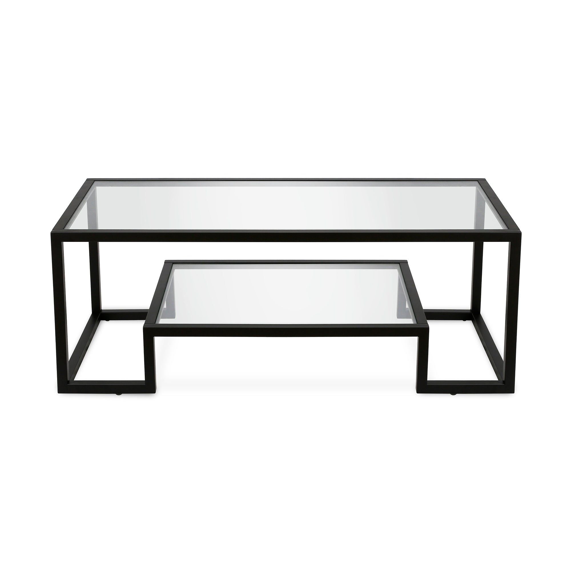 Mesa Centro ELIANA doble nivel de cristal y hierro - Manuel Interiorismo
