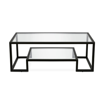 Mesa Centro ELIANA doble nivel de cristal y hierro - Manuel Interiorismo