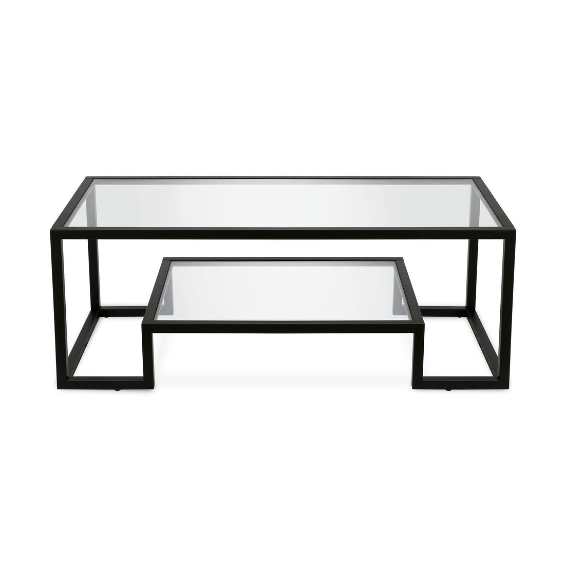 Mesa Centro ELIANA doble nivel de cristal y hierro – mesa de centro a medida madera | Look Vintage