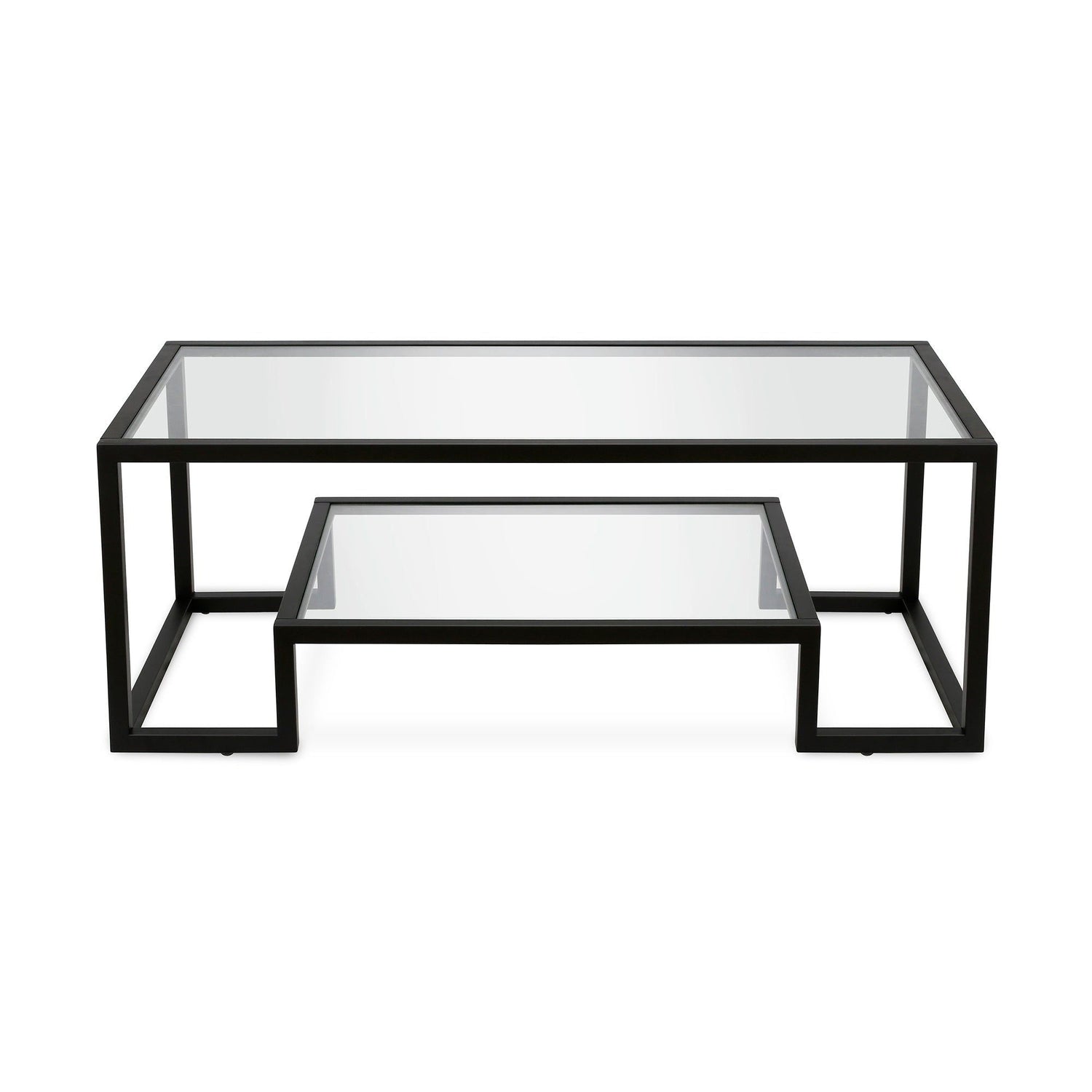 Mesa Centro ELIANA doble nivel de cristal y hierro – mesa de centro a medida madera | Look Vintage