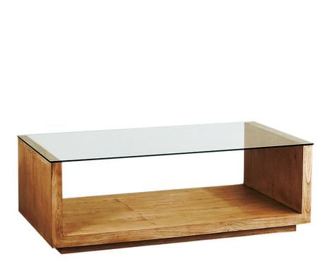 Mesa centro INVERT de pino macizo y cristal templado – mesa de centro a medida madera | Look Vintage