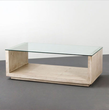 Mesa centro INVERT de pino macizo y cristal templado vista 4 – mesa de centro a medida madera | Look Vintage
