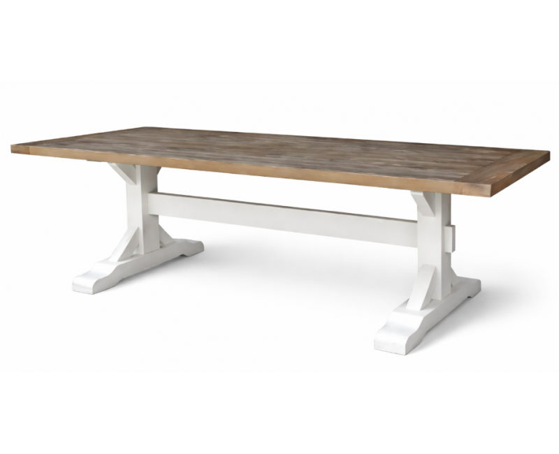 Mesa de comedor CAMDEN de madera de pino con tapa de 40 mm y estructura cruzada
