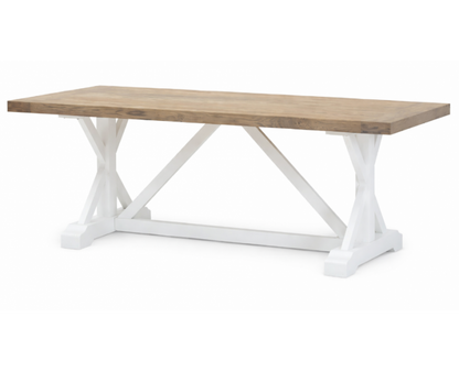 Mesa de comedor ENGLAND de madera de pino con tapa de 40 mm y estructura cruzada