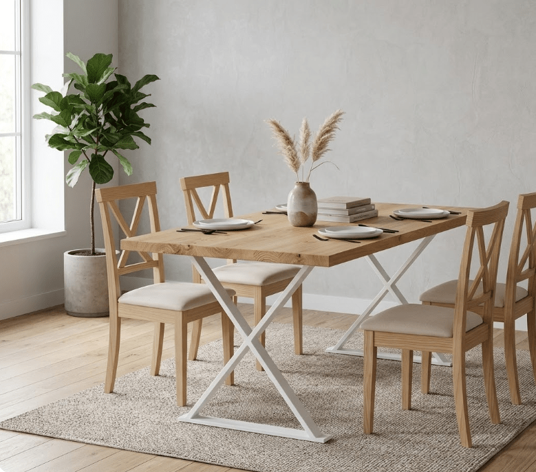 Mesa PARÍS de comedor industrial – Chapa de roble y hierro a medida - Manuel Interiorismo