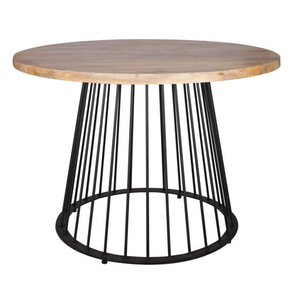 Mesa ROSINI de comedor industrial – Chapa de roble y hierro redonda a medida – mesa de comedor a medida madera | Look Vintage