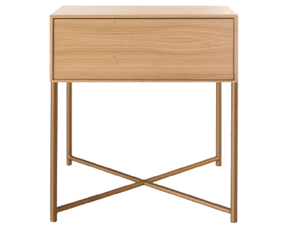 Mesita de noche NÁJERA - Hierro y roble - Mueblia Interiorismo