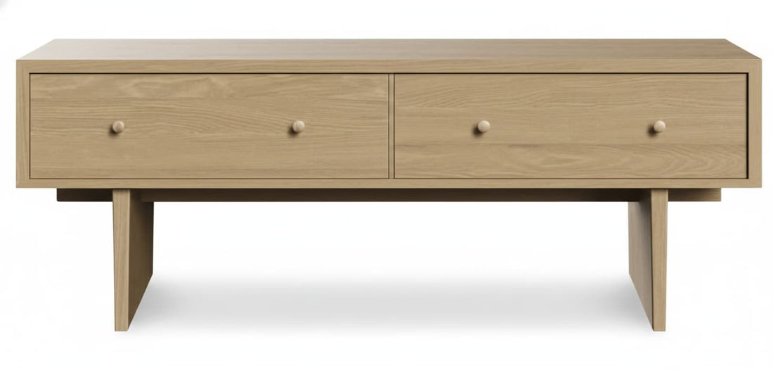 Mueble TV BONIT en chapa roble a medida con cajones - Manuel Interiorismo