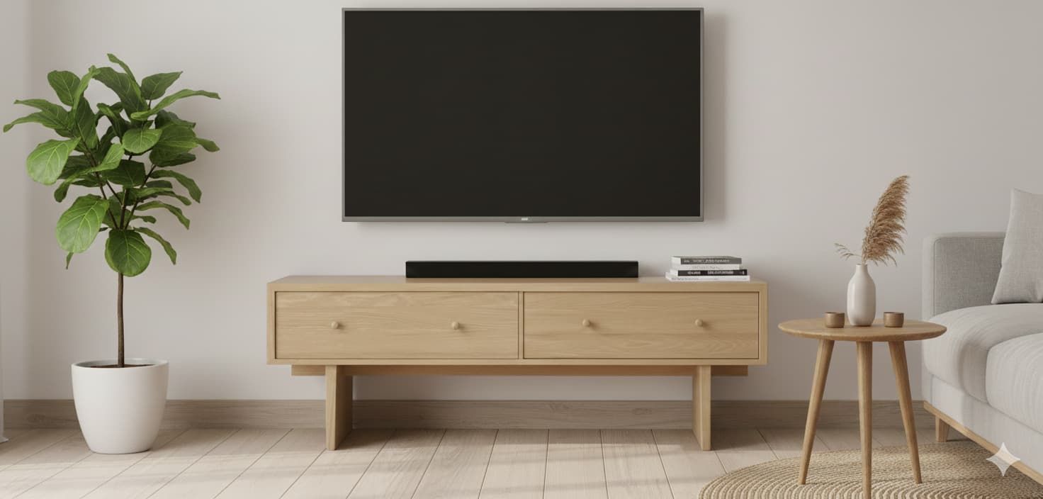 Mueble TV BONIT en chapa roble a medida con cajones detalle – mueble TV a medida madera | Look Vintage