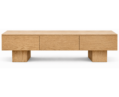 Mueble TV CARRO de madera de roble a medida con diseño limpio y estructura maciza