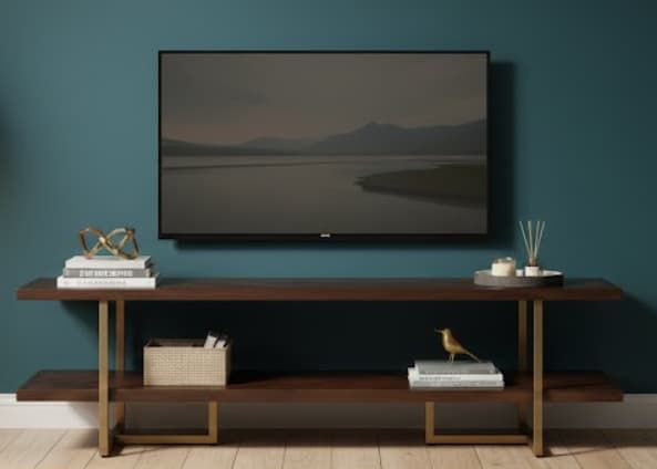 Mueble TV CONCEP en chapa roble y hierro - Manuel Interiorismo