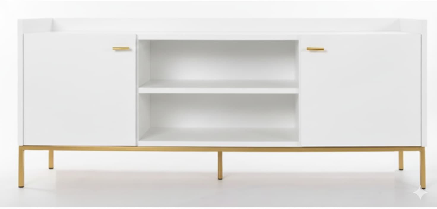 Mueble TV LAVORA con puertas, hueco central y bancada - Manuel Interiorismo