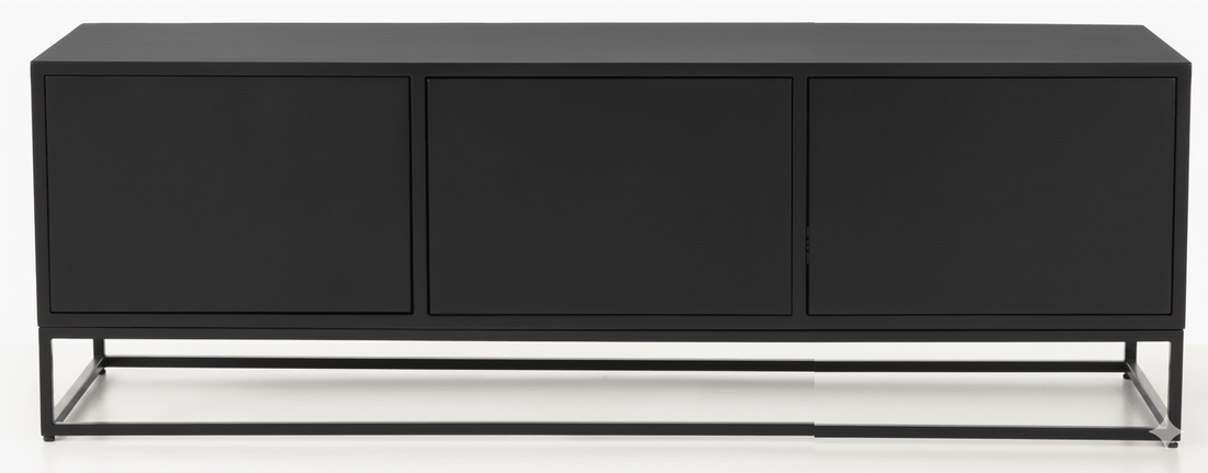 Mueble TV LOP 3 puertas con bancada de hierro en chapa roble - Manuel Interiorismo
