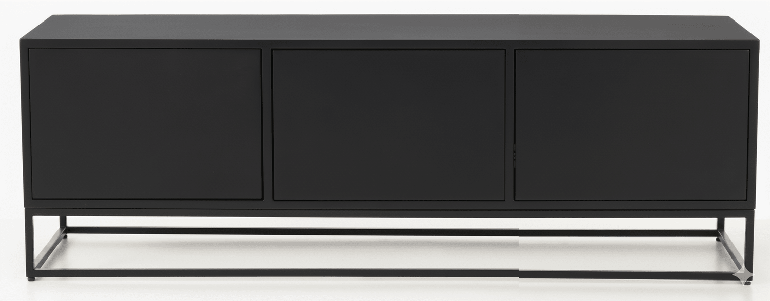 Mueble TV LOP 3 puertas con bancada de hierro en chapa roble - Manuel Interiorismo