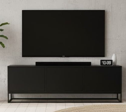 Mueble TV LOP 3 puertas con bancada de hierro en chapa roble - Manuel Interiorismo