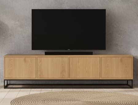 Mueble TV LOP 4 puertas con bancada de hierro en chapa roble - Manuel Interiorismo