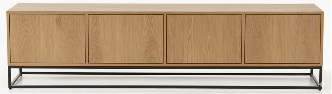 Mueble TV LOP 4 puertas con bancada de hierro en chapa roble - Manuel Interiorismo