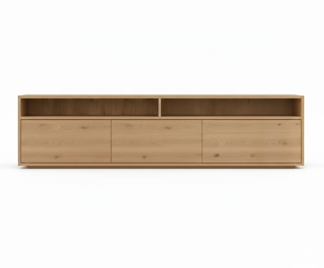 Mueble TV NIVORA 3 puertas en chapa roble - Manuel Interiorismo