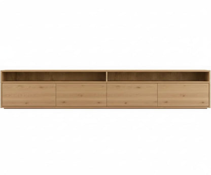 Mueble TV NIVORA 4 puertas con huecos en chapa roble - Manuel Interiorismo
