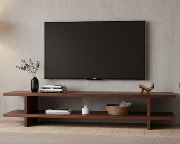 Mueble TV NUEL en chapa roble a medida 120-140 detalle – mueble TV a medida madera | Look Vintage