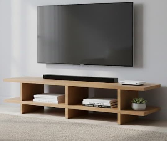 Mueble TV NUEL en chapa roble a medida 150-180 - Manuel Interiorismo
