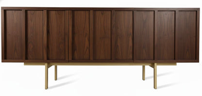 Mueble TV PALI 3 puertas con bancada de hierro en chapa roble - Manuel Interiorismo