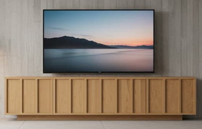 Mueble TV PALI 4 puertas con zócalo en madera de roble detalle – mueble TV a medida madera | Look Vintage