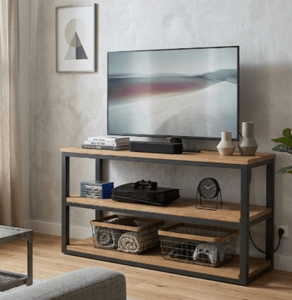 Mueble TV PARTY industrial en madera maciza y hierro - Manuel Interiorismo